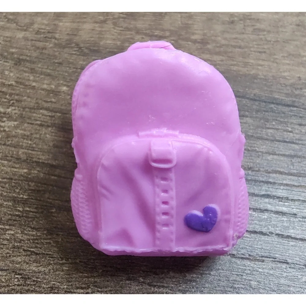 Barbie Chelsea Mini Backpack Pink Purple Heart Faux Pockets Soft Plastic Mattel